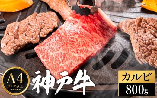 神戸牛 カルビ焼肉 800g(200g×4パック)【帝神志方ミート】兵庫県豊岡市25000肉牛肉