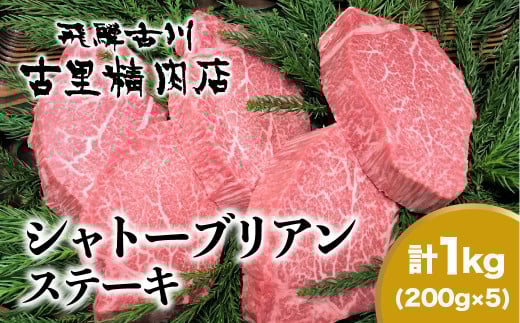 飛騨牛5等級のヒレ肉・シャトーブリアンステーキ 200g × 5枚 合計1kg 肉 ステーキ 飛騨牛 和牛 牛肉 人気 リピーター 岐阜県 飛騨市 和牛 ヒレ ステーキ岐阜県飛騨市280000肉牛肉