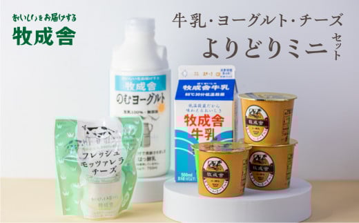 <牧成舎>牛乳 ヨーグルト チーズ よりどりミニセット 4種 飛騨産生乳で作ったこだわりの乳製品セット 単身用 一人暮らし 2人暮らし ギフト まとめ買い 乳製品 福袋岐阜県飛騨市8000卵・乳