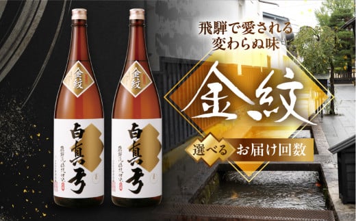 《選べるお届け回数》6回定期便 日本酒  地酒 金紋 白真弓 1800ml 一升瓶 2本 定期便岐阜県飛騨市90000酒・アルコール日本酒