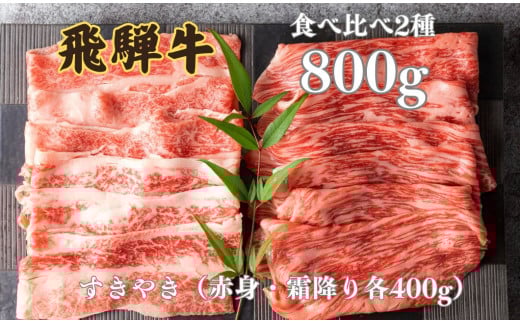 飛騨牛 2種食べ比べセット (赤身 霜降り) 各400g 計800g すきやき お楽しみ すき焼き 食べ比べ セット 牛肉 肉 和牛 鍋 ギフト 贈り物 飛騨岐阜人 岐阜県 飛騨市岐阜県飛騨市45000肉牛肉