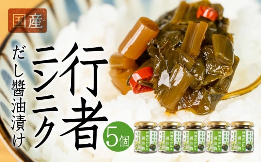 【先行予約】5月下旬〜1月中旬発送 行者ニンニクだし醤油漬け 5個  瓶詰 瓶詰め おつまみ おかず ご飯のお供 惣菜岐阜県飛騨市17000野菜・きのこきのこ