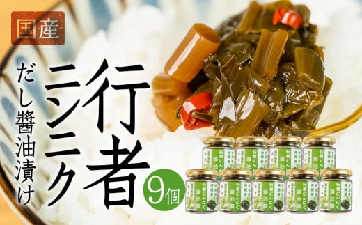 【先行予約】5月下旬〜1月中旬発送 行者ニンニクだし醤油漬け 9個  瓶詰 瓶詰め おつまみ おかず ご飯のお供 惣菜岐阜県飛騨市30000野菜・きのこきのこ