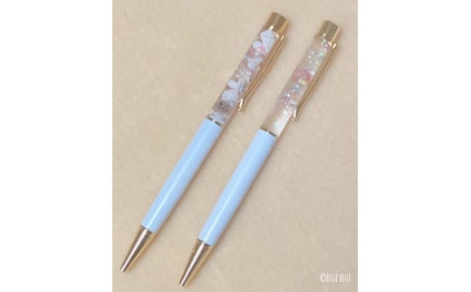 貝殻&サンゴ入り 海のハーバリウム風ボールペン(黒インク/1.0mm)) ホワイト 白 2本セット 文房具 文具女子 ハンドメイド オリジナル かわいい おしゃれ ギフト プレゼント【R01219】高知県土