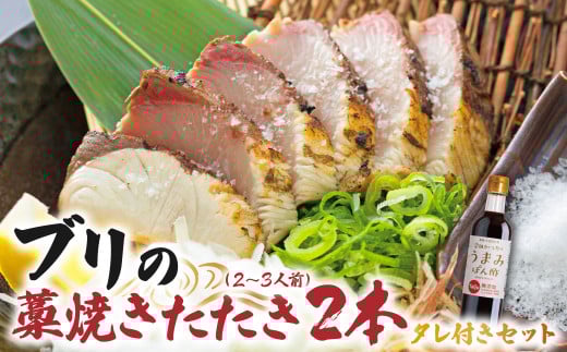 ブリの藁焼きたたき 2本(2~3人前)タレ付きのセット ぶり 切り身 フィレ 刺身 鰤 わら焼き タタキ たれ付き 宗田かつおのうまみぽん酢 魚 海鮮 シーフード 魚介 新鮮【R01396】高知県土佐清