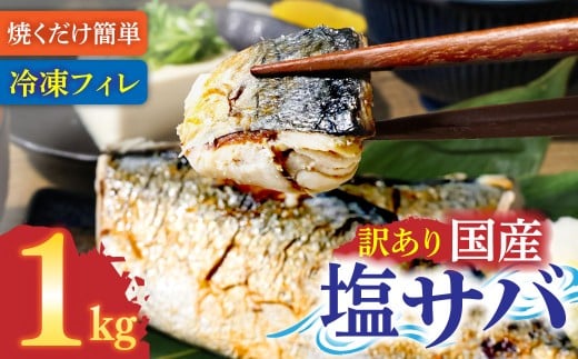 訳あり 塩サバ 1kg 約6枚 さば 国産 冷凍 鯖 味付き 大きい フィーレ 切り身 魚介 海鮮 魚 おかず お弁当 ご飯 食品 保存食 簡単【R01424】高知県土佐清水市6000魚介・海産物貝類