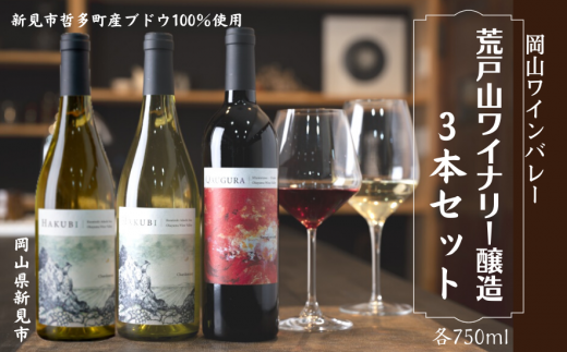 岡山ワインバレー 荒戸山ワイナリー醸造の赤ワイン・白ワイン 3本セット 各750ml岡山県新見市68000酒・アルコールワイン