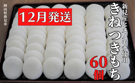 【2025年12月発送】きねつきもち 60個(6個入×10パック) 新見産ヒメノモチ使用 年内発送岡山県新見市14000米・パン玄米・雑穀米・もち米・餅