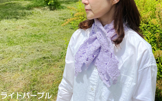 差し込み ショートマフラー 花柄 ( ライトパープル ) オーガニックコットン100% コード刺繍 レディース 日本製 | おしゃれ シンプル マフラー 新潟県 五泉市 有限会社田中刺繍新潟県五泉市17
