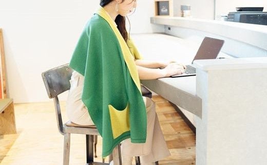 ストール CLEMATIS リバーシブル和紙ストール ( たたきポケット・グリーン ) レディース | 大判 ストール リバーシブル 和紙 おしゃれ シンプル マフラー 春夏 春 夏 新潟県 五泉市 株式会社ア