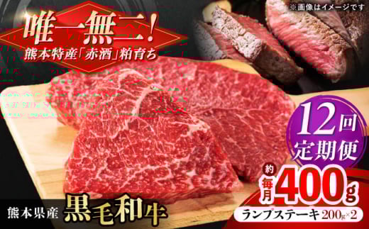 【全12回定期便】熊本県産 『原田畜産』 黒毛和牛 ランプ ステーキ 計約400g(約200g×2パック) 牛肉 牛【有限会社 九州食肉産業】 黒毛 和牛 国産 ランプステーキ お肉 肉 熊本県 熊本 合志