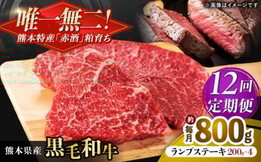 【全12回定期便】熊本県産 『原田畜産』 黒毛和牛 ランプ ステーキ 計約800g(約200g×4パック) 牛肉 牛【有限会社 九州食肉産業】  黒毛 和牛 国産 ランプステーキ お肉 肉 熊本県 熊本 合志