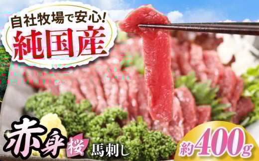 『純国産』熊本の味「桜」赤身 馬刺し スライス 約400g タレ付【有限会社 九州食肉産業】 馬刺 馬肉 桜肉 馬 うま ウマ ヘルシー 国産 新鮮 専用タレ 上質 低カロリー 高タンパク 冷凍 生食