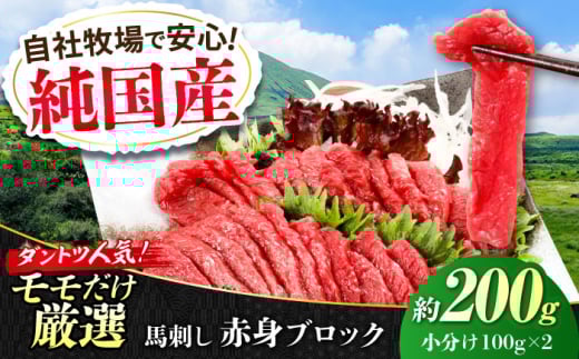 『純国産』熊本の味 赤身 馬刺し 約200g ブロック 冷凍 タレ付き【有限会社 九州食肉産業】 馬刺し 馬肉 桜肉 モモ肉 厳選 もも 馬 うま ウマ ヘルシー 国産 新鮮 専用タレ 上赤身 赤身 上質
