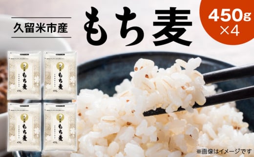 久留米市産もち麦(450g×4袋)_久留米市産 もち麦 450g × 4 九州産 くすもち二条 食物繊維 豊富 便通促進 満腹感 栄養豊富 タンパク質 筋肉 美肌 美髪 ビタミン ミネラル 免疫力 疲労回復効果