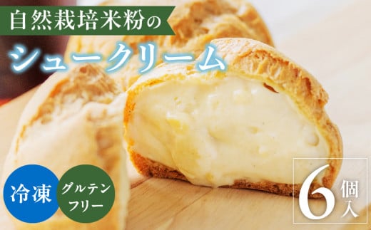 自然栽培 米粉のシュークリーム プレーン6個セット_自然栽培 米粉 シュークリーム プレーン セット 選べる 内容 こだわり グルテンフリー 銅なべ手だき カスタード 厳選 材料 便利 個包装