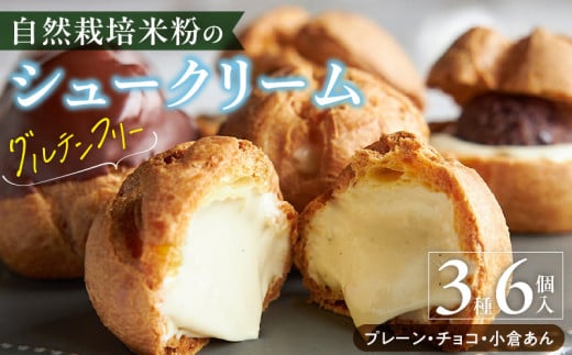自然栽培 米粉のシュークリーム 3種 6個セット_Dw085福岡県久留米市12000菓子・スイーツその他 和菓子