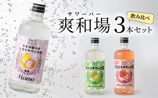 爽和場(サワーバー)飲み比べ3本セット _ 爽和場 サワーバー 飲み比べ 500ml 3本 レモンサワーの素 割るだけ 糖類ゼロ プリン体ゼロ フレーバー レモン もも キウイ あまおう レモンサワー