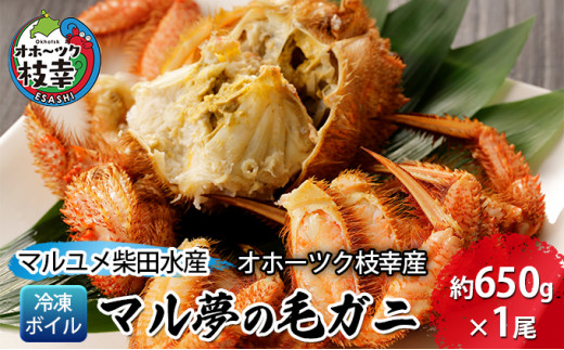 マル夢の毛ガニ約650g前後×1尾【冷凍ボイル】オホーツク枝幸産北海道枝幸町19000魚介・海産物カニ