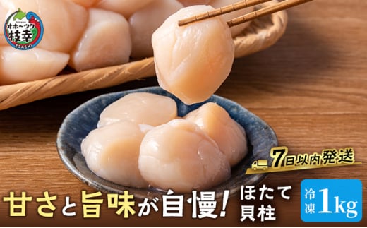 プロも認めるオホーツクブランド「枝幸ほたて」冷凍貝柱1kg(3Sサイズ:41粒〜50粒)枝幸漁協 【 刺身 魚介 帆立 超目玉 魚貝類 貝類 海の幸 枝幸産 つまみ 肴 お酒のお供 お酒のあて 北海道