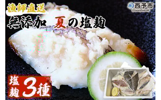 <漁師直送 無添加 夏の塩麹 160g×3種セット> 魚 詰め合わせ 海鮮 海産物 海鮮セット ハマチ 鯛 イサキ 焼くだけ 簡単調理 処理済み 明浜産 二ノ宮商事株式会社 愛媛県 西予市【冷凍】『5月