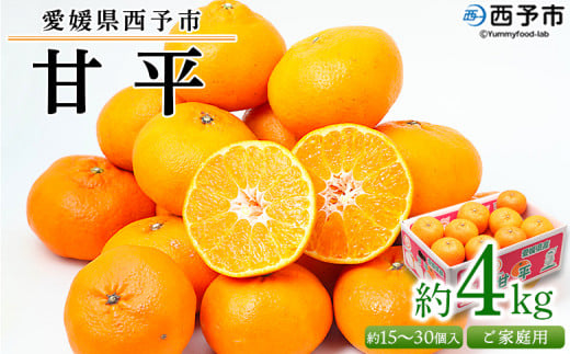 <愛媛県西予市産 甘平 ご家庭用 約4kg>訳あり 果物 フルーツ 柑橘類 みかん 蜜柑 ミカン オレンジ かんぺい カンペイ 期間限定 季節限定 甘い 食べて応援 特産品 宇都宮物産 愛媛県 西予市