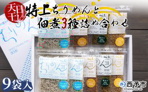 天日干し 特上ちりめんと佃煮3種詰め合わせ 9袋入 【ギフト箱入】愛媛県西予市16000魚介・海産物その他 魚介・海産物