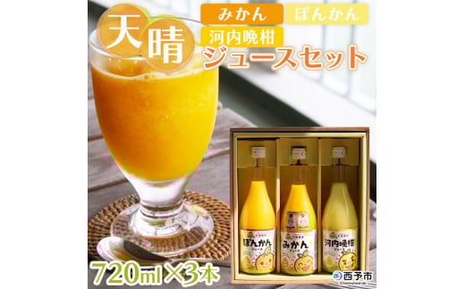 愛媛県明浜産 天晴兄妹みかんジュース(天晴みかん・ぽんかん・河内晩柑) 3種類セット愛媛県西予市11000お茶・飲料果汁・野菜飲料