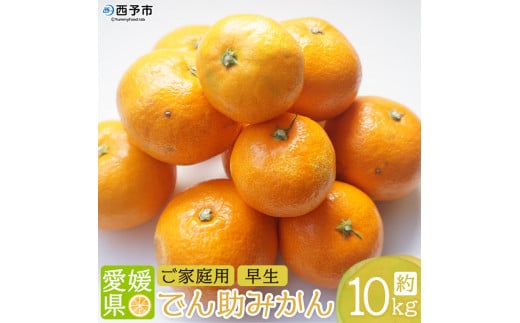 <でん助農園の温州みかん(早生 家庭用)約10kg> 果物 フルーツ ミカン オレンジ 柑橘類 うんしゅうみかん 自宅用 直送 国産 特産品 食べて応援 産地直送 西宇和産 愛媛県 西予市【常温】
