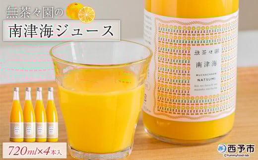 <無茶々園の南津海ジュース 720ml×4本> 柑橘 果物 オレンジ フルーツ ストレート 果汁100% 南津海 なつみ ナツミ 丸ごと 酸味 甘味 あまみ 飲んで応援 特産品 無茶々園 愛媛県 西予市 【常温