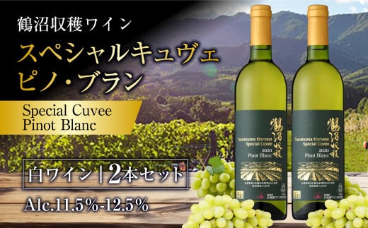 鶴沼収穫ワイン 【スペシャルキュヴェ ピノ・ブラン】 白ワイン 2本セット 計1500ml(750ml×2本) アルコール11.5%-12.5% お酒 酒 ワイン 熟成 セット北海道浦臼町33000酒・アルコールワイン