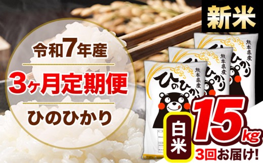 【3ヶ月定期便】新米 令和7年産  定期便 ひのひかり 15kg 《11月から出荷開始》令和7年産 熊本県産 ふるさと納税 白米 精米 ひの 米 こめ ふるさとのうぜい ヒノヒカリ コメ 熊本米 ひのもり熊