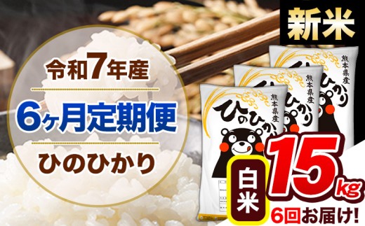 【6ヶ月定期便】新米 令和7年産 定期便 ひのひかり 15kg 《11月から出荷開始》令和7年産 熊本県産 ふるさと納税 白米 精米 ひの 米 こめ ふるさとのうぜい ヒノヒカリ コメ 熊本米 ひのもり熊