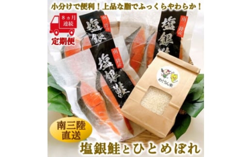 <毎月定期便>《8か月連続》宮城県南三陸サーモン・塩銀鮭パック 3切×3袋 計24袋全8回【4050080】宮城県80000魚介・海産物鮮魚