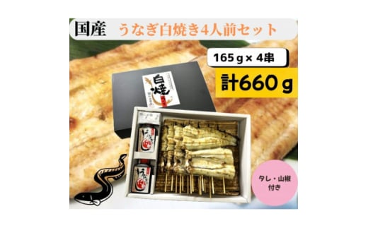 <国産>うなぎ白焼き4人前セット 計660g【1614326】宮城県40000魚介・海産物うなぎ