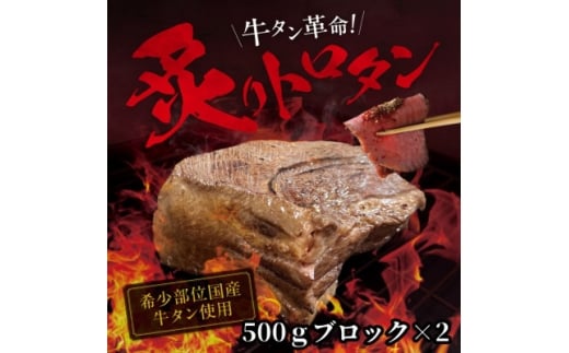 <牛タン革命!>炙りトロタン 希少・国産牛タン使用500g前後×2個 ブロック 約6〜7人前【1607874】宮城県60000肉牛肉