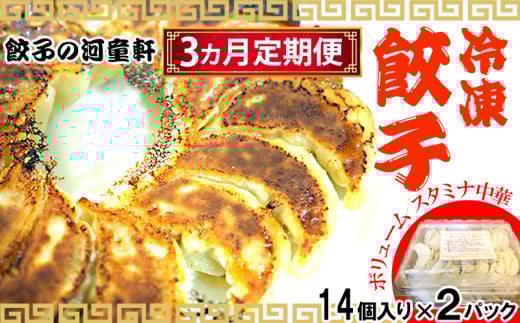 【3ヵ月定期便】【餃子の河童軒】冷凍餃子14個入り×2パック 定期便 3ヵ月 2パック スタミナ 中華 ぎょうざ 名護市 なご 沖縄 ニンニク 手作り  ふるさと納税 お取り寄せ おかず沖縄県名護市4