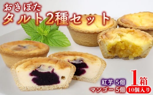 おきぽたタルト2種セット 1箱(10個入り) おきぽた チーズタルト 紅芋タルト マンゴー スイーツ 専門店 OKIPOTA 洋菓子 焼き菓子 果肉 贅沢 高級 人気 おすすめ お土産 ギフト プレゼント 贈り