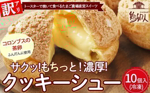 【訳あり】トースターで焼いて食べるたまご農場直営スイーツ!クッキーシュー(冷凍・10個入)Gbn-60 スイーツ 洋菓子 くっきー クッキー お菓子 焼き菓子 シュークリーム高知県四万十町100