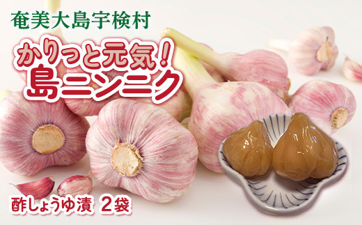 かりっと元気!島ニンニク 酢しょうゆ漬 (2袋) にんにく おつまみ  世界遺産登録記念  奄美大島 宇検村 鹿児島鹿児島県宇検村4000鍋セット・総菜・加工食品漬物・梅干・キムチ