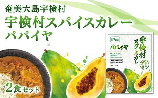 宇検村 スパイスカレー パパイヤ (2食セット)  本格 レトルトカレー パパイヤ グルテンフリー 化学調味料不使用 奄美大島 宇検村鹿児島県宇検村7000鍋セット・総菜・加工食品総菜