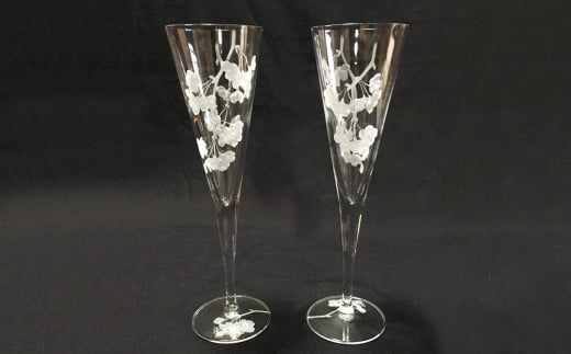 枝垂れ桜のシャンパングラス(2個入)【シャンパン グラス キレイ 上品 優美 桜 お祝い プレゼント 記念日 ギフト ご褒美 オリジナル 日本土産】 K024055佐賀県基山町104000雑貨・日用品食器・グ