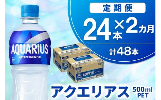 【2か月定期便】アクエリアス 500mlPET×24本【コカコーラ 熱中症対策 スポーツ飲料 スポーツドリンク 水分補給 ペットボトル 健康 スッキリ ミネラル アミノ酸 クエン酸 リフレッシュ 常備 保