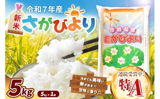 【令和7年産新米】さがびより 5kg【特A米 米 ブランド米 県産米 精米 ごはん おにぎり お弁当 ふっくら もっちり】K018030佐賀県基山町20000米・パン白米