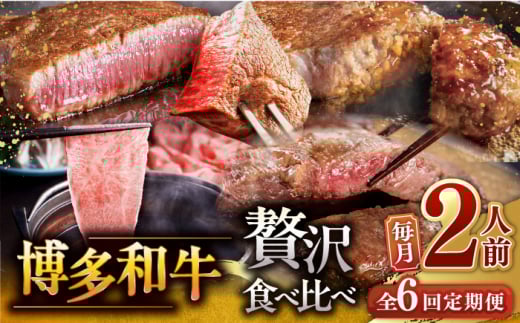 【全6回定期便】博多和牛 贅沢 食べ比べ 2人前( ステーキ すき焼き しゃぶしゃぶ ハンバーグ ) ▼ 定期便 セット 詰め合わせ  牛肉 ヒレ ひれ ステーキ すてーき ヒレ肉 フィレ ステーキ 赤身