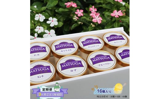 【定期便:3ヶ月ごと(年4回)】自社農園で栽培した果物でつくった旬なアイスを毎月お届け(味はお任せ:16個×4回:64個)【果物 フルーツ 旬 食品添加物不使用 アイス カップアイス ギフ