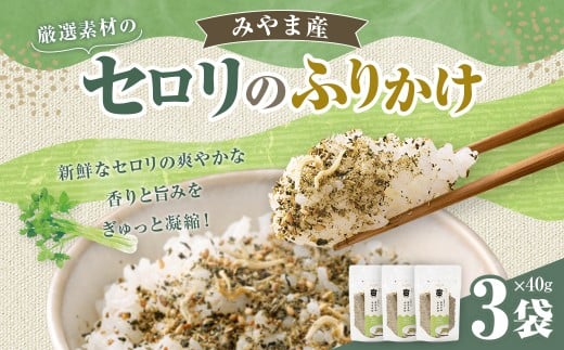 A320 みやま産 セロリのふりかけ 40g 3個 セット セロリ ちりめん しいたけ 金のつきたてごま かつお節 ふりかけ ごはんのお供 ご飯のお供 福岡県 みやま市福岡県みやま市8000鍋セット・総菜・