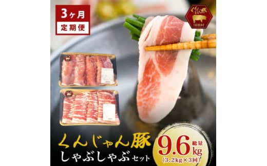 <毎月定期便>くんじゃん豚 しゃぶしゃぶセット(バラ・ロース)計9.6kg全3回【4066394】沖縄県国頭村99000肉豚肉
