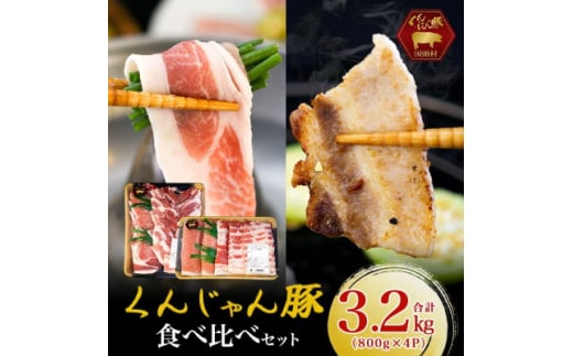 <ふるさと納税限定>くんじゃん豚 食べ比べセット 焼肉・しゃぶしゃぶ 計3.2kg【1618652】沖縄県国頭村33000肉豚肉