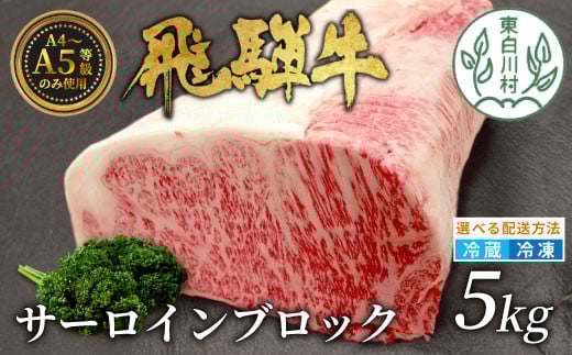 【冷蔵配送】飛騨牛 サーロインブロック 5kg ローストビーフ ステーキ 焼肉 A5 A4 サーロインステーキ サーロイン ブロック ブロック肉 塊肉 国産 牛 冷凍 和牛 牛肉 白川 ギフト 贈答 お肉 肉